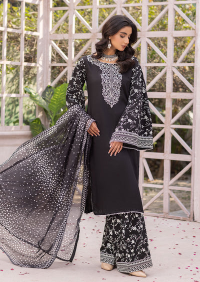 MDM-69 Black - Readymade - Embroidered Cotton Suit - Memsaab Online