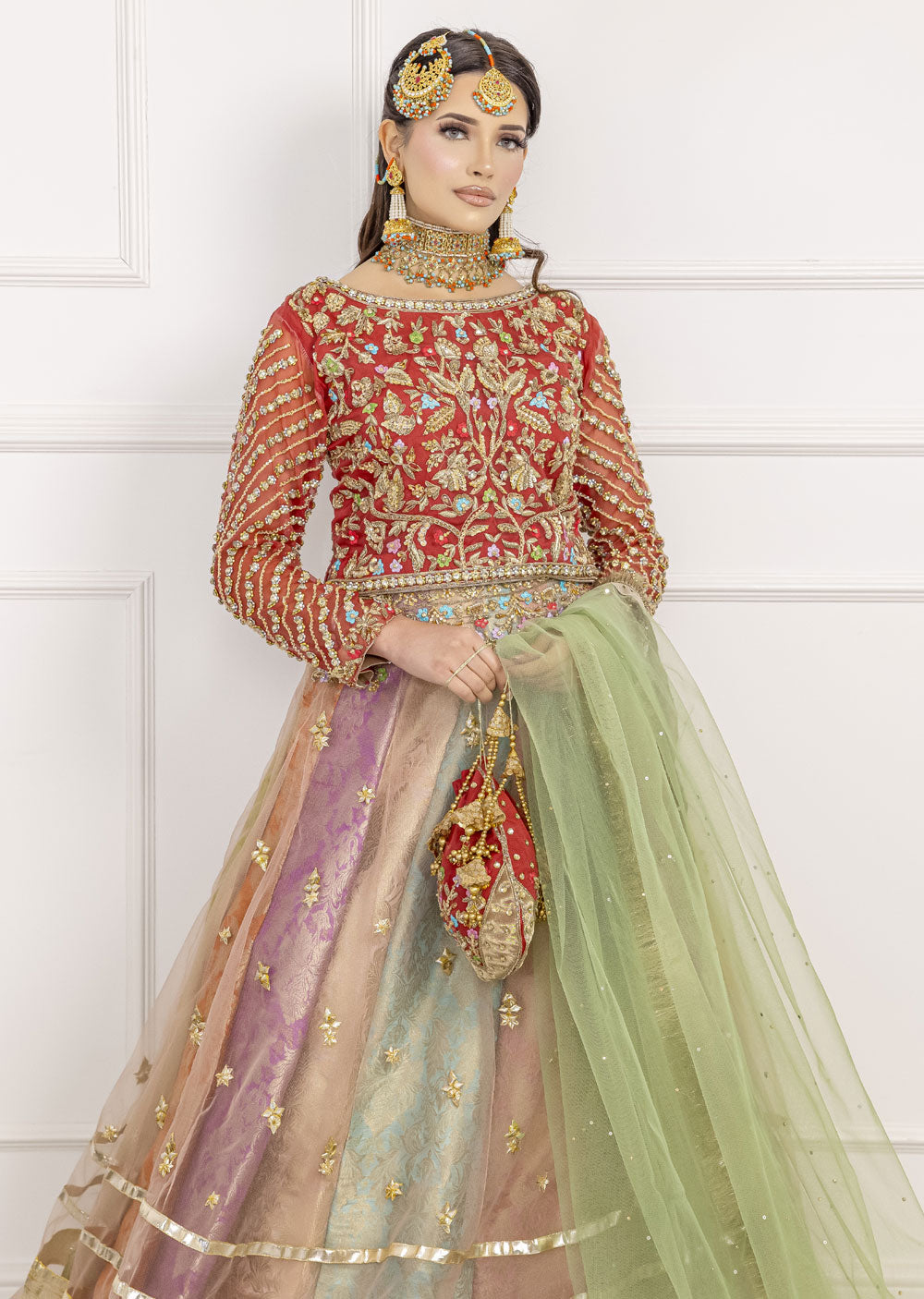 SRB1201 - Alamzeb - Multi Colour Sehrish.B Designer - Memsaab Online