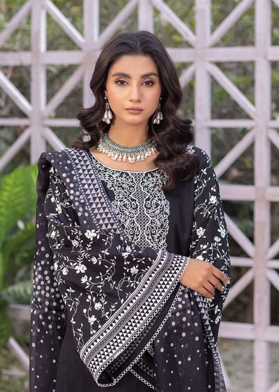 MDM-69 Black - Readymade - Embroidered Cotton Suit - Memsaab Online