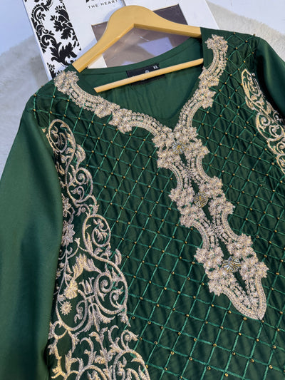 HK36 - Linen Embroidered Suit - Memsaab Online