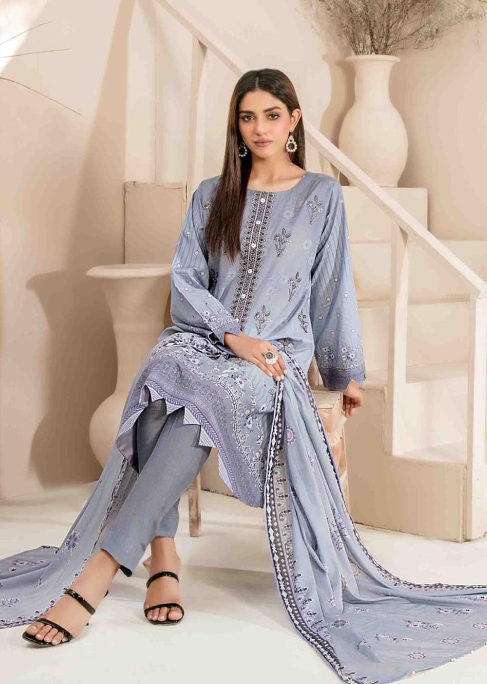 D-2033 - Unstitched - Faria Embroidered Lawn by Tawakkal 2024 - Memsaab Online