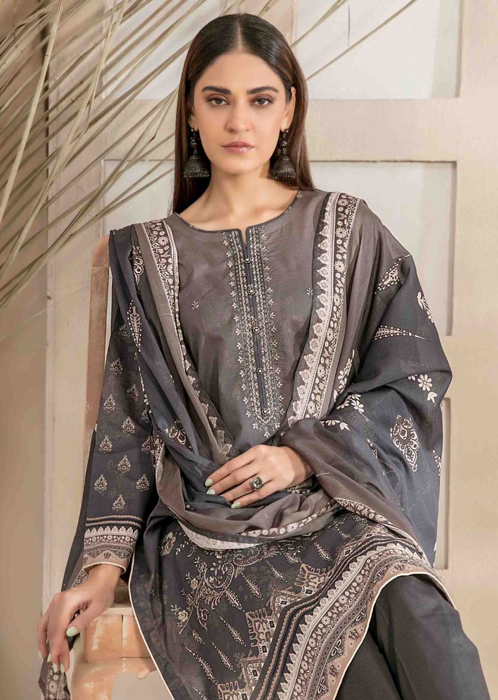 D-2040-R - Readymade - Faria Embroidered Lawn by Tawakkal 2024 - Memsaab Online