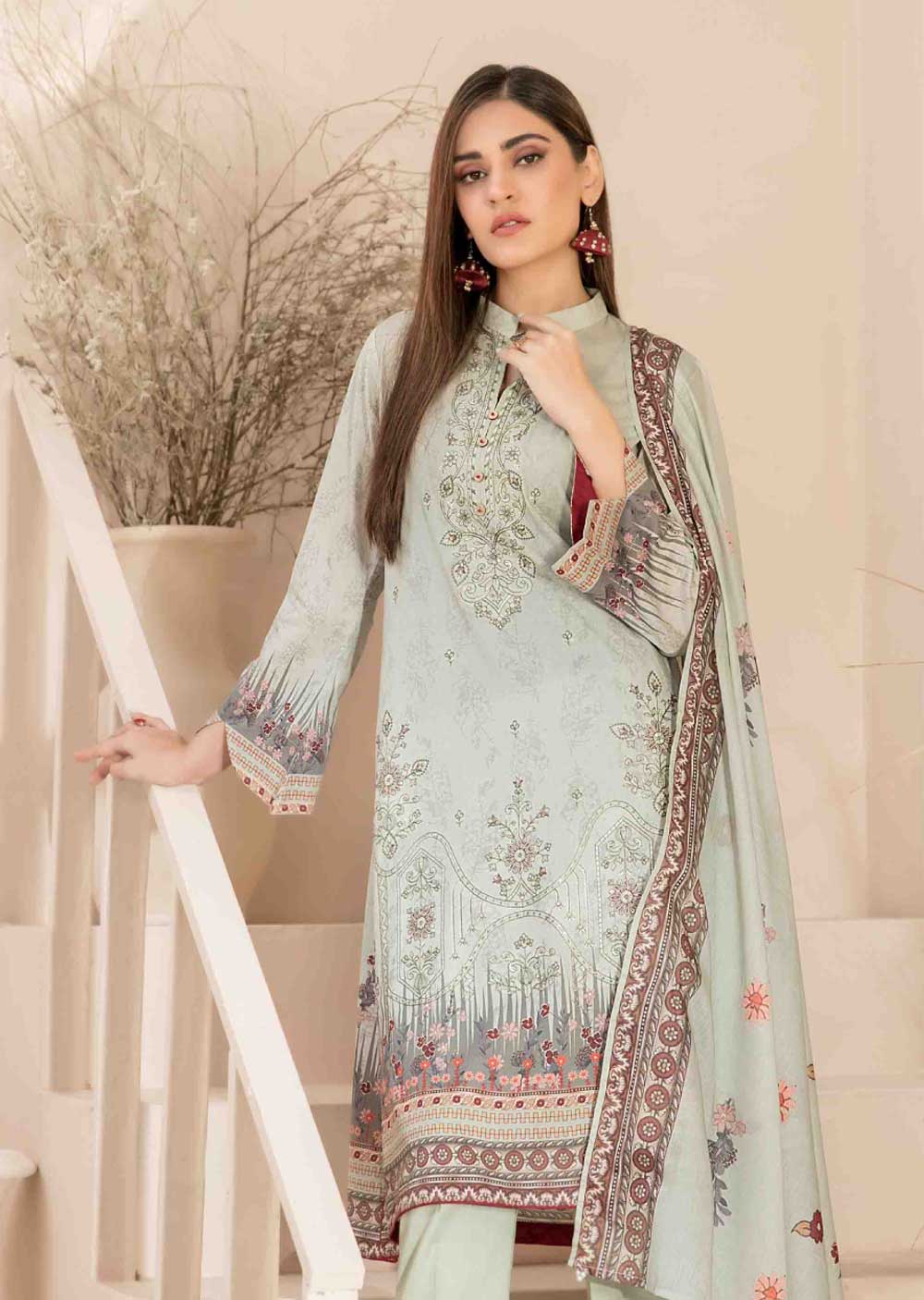 D-2041 - Unstitched - Faria Embroidered Lawn by Tawakkal 2024 - Memsaab Online