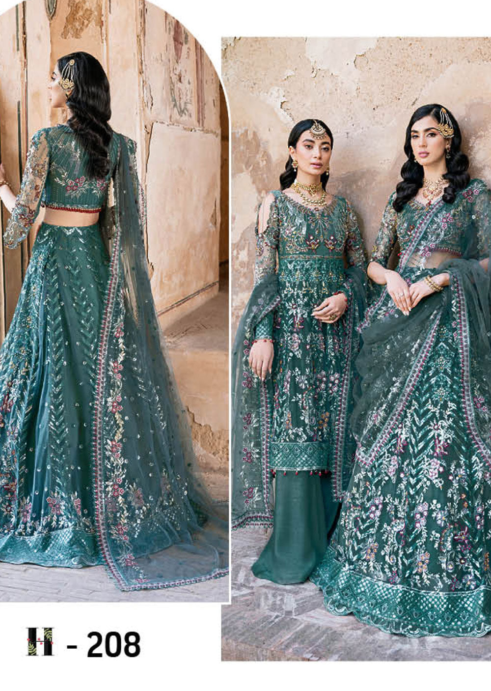 H-208 - Unstitched - Luxury Wedding Collection by Ramsha Vol 02 2023 - Memsaab Online