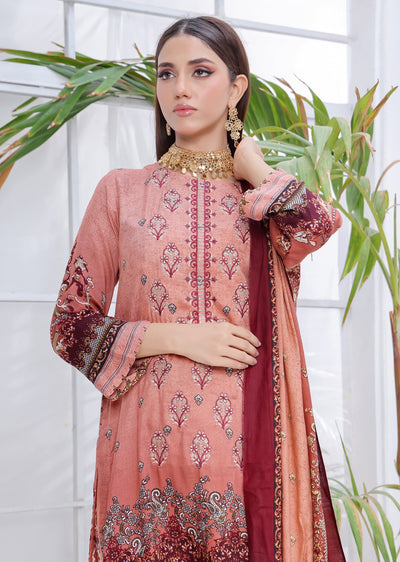 AMT5119 -Pink Readymade Linen Suit - Memsaab Online