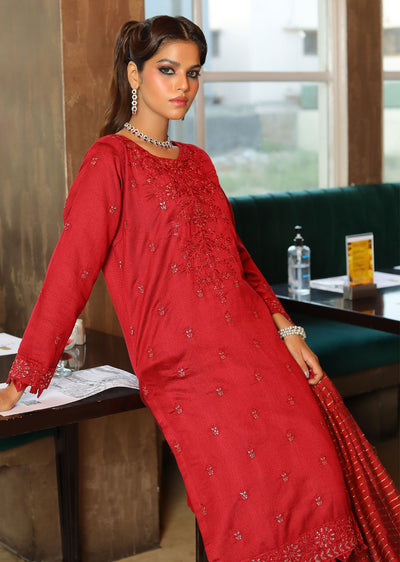 KLD313 Chand - Red Readymade Khadi Net Suit - Memsaab Online