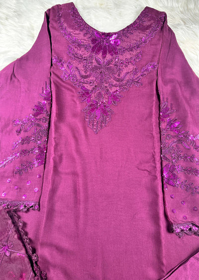 UF-291 - Readymade - Baroque Embroidered Chiffon Suit 2024 - Memsaab Online