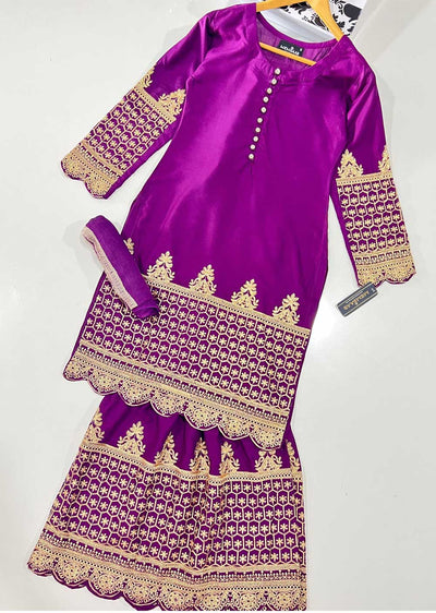 HK211 Ferra Readymade Purple Linen Suit - Memsaab Online