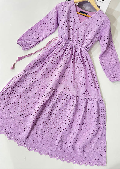 HK219 Tara - Lilac Readymade Chicken Dress - Memsaab Online