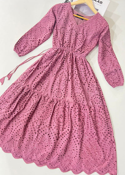 HK219 Tara - Pink Readymade Chicken Dress - Memsaab Online