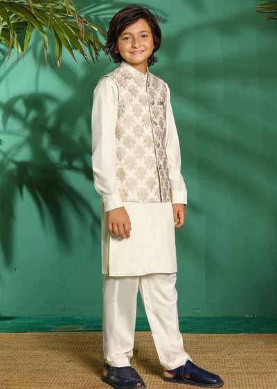 W-2012-K Boys Premium Salwar Kameez Waist Coat Set - Memsaab Online