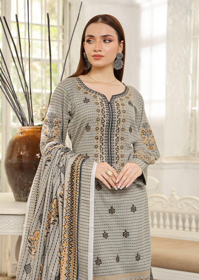 AMT5121 - Grey Readymade Linen Suit - Memsaab Online