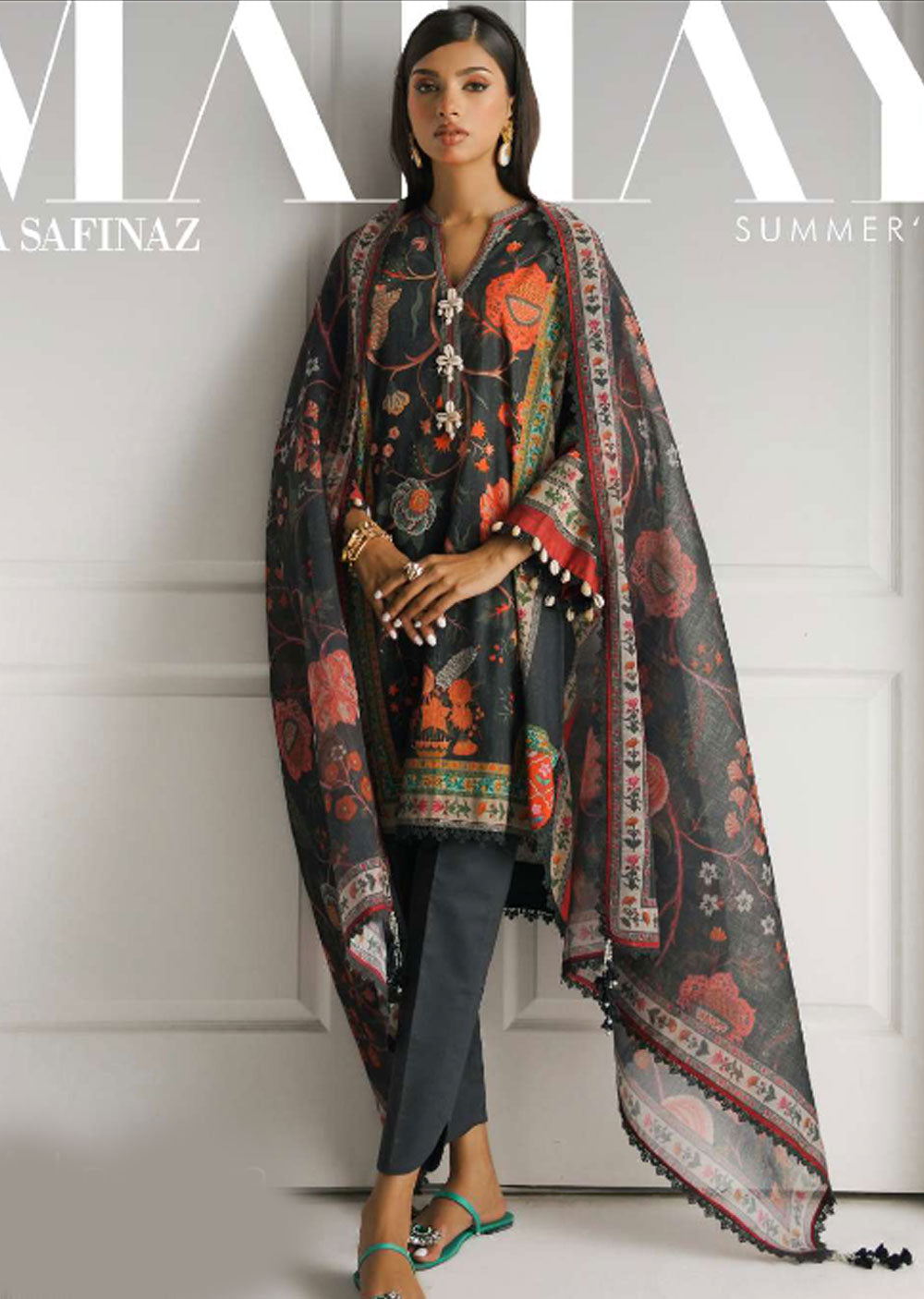 MZN-21-A - Unstitched - Mahay Summer Collection by Sana Safinaz 2023 - Memsaab Online