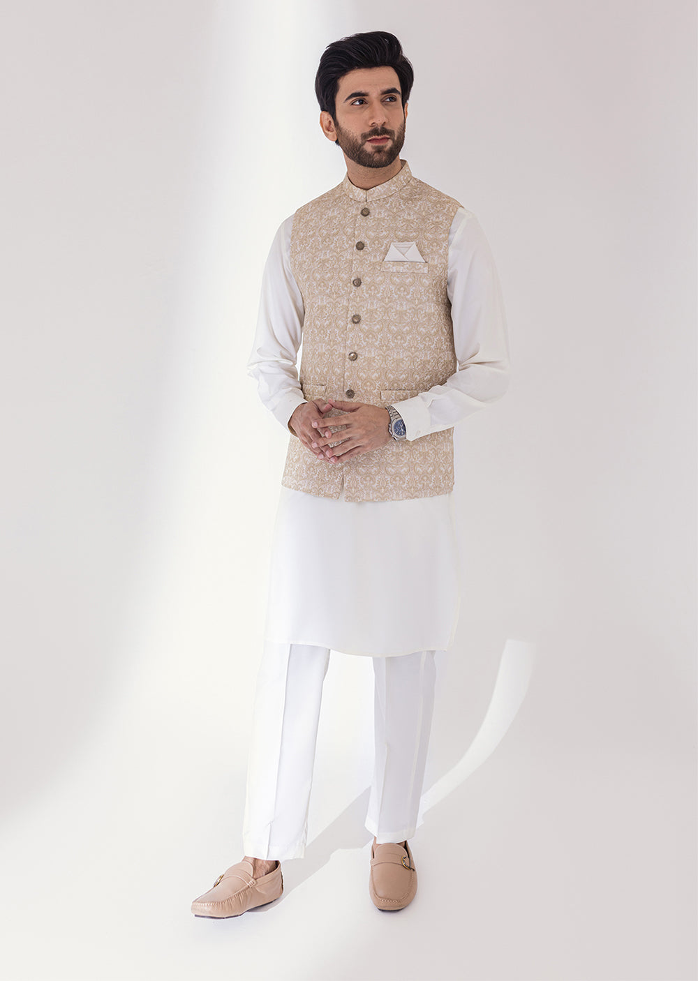 W-2100 - Light Fawn - Mens Maysori Waist Coat 2024 - Memsaab Online