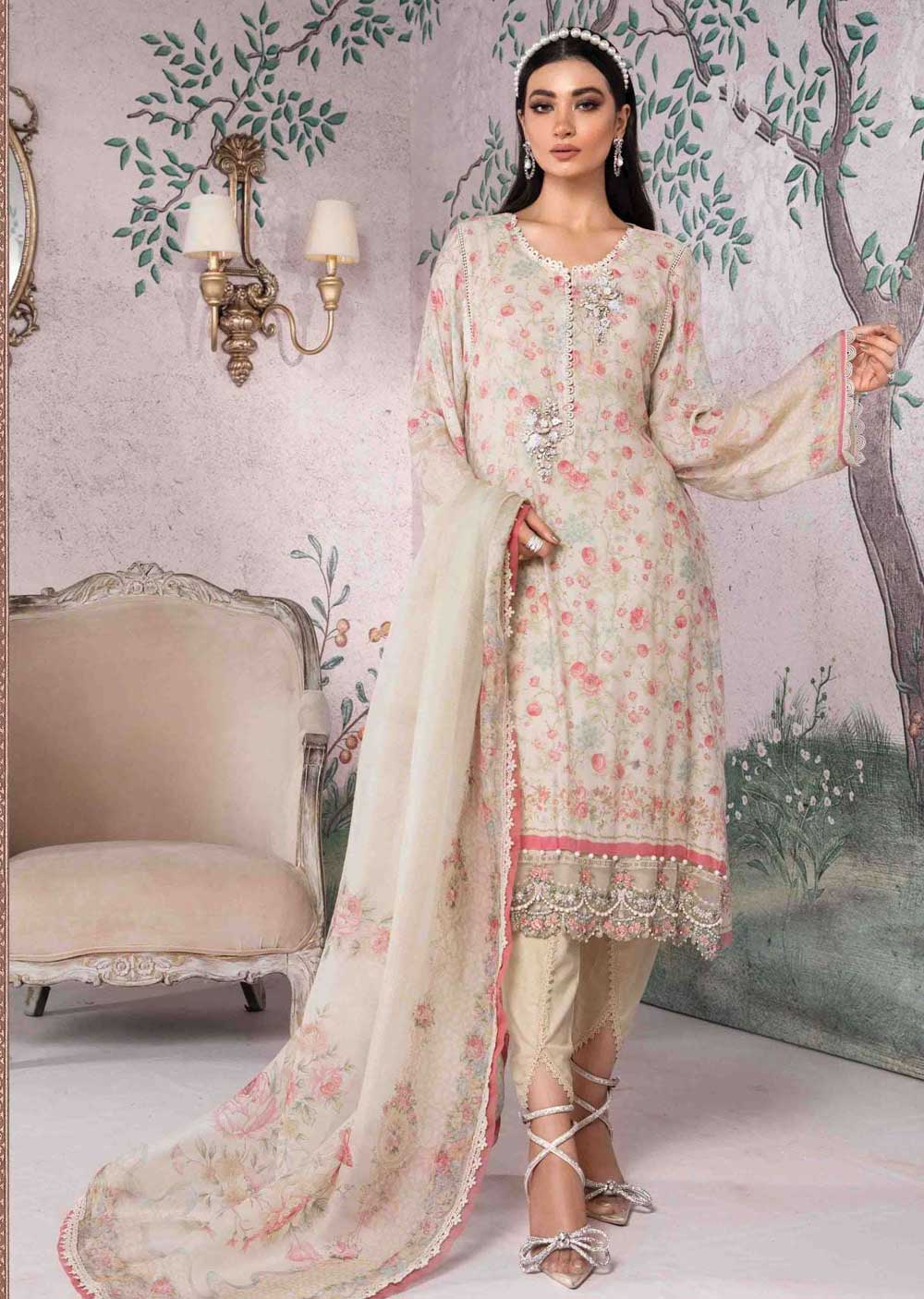 MDL-02 Unstitched Maria B Inspired Dhanak - Memsaab Online