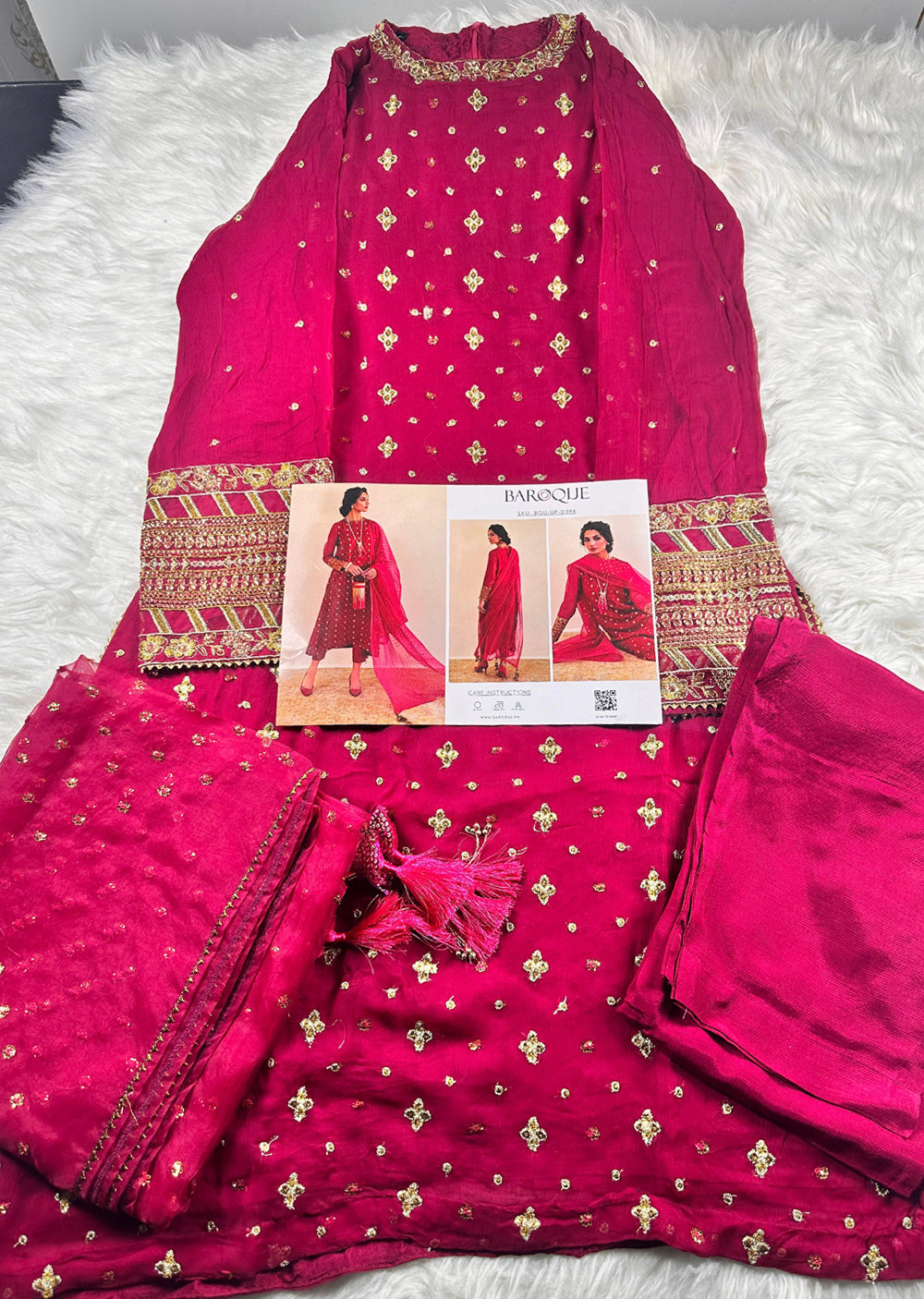 BQU-D394-A - Readymade - Baroque Chantelle Chiffon Suit 2024 – Memsaab