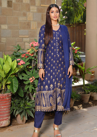 HK221 - Navy Readymade Suit - Memsaab Online