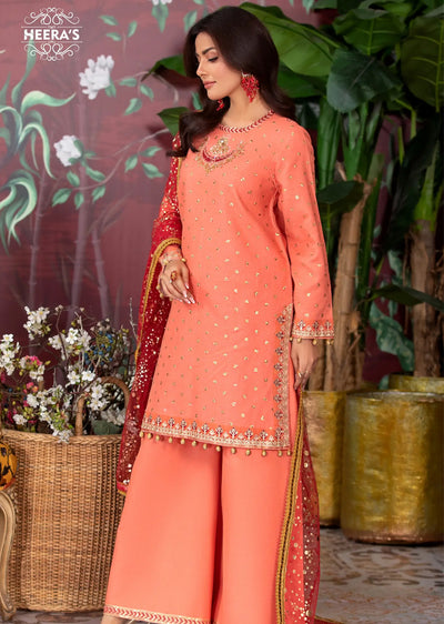 HSS-182 - Readymade - Festive Sharara Embroidered suit by Heeras - Memsaab Online