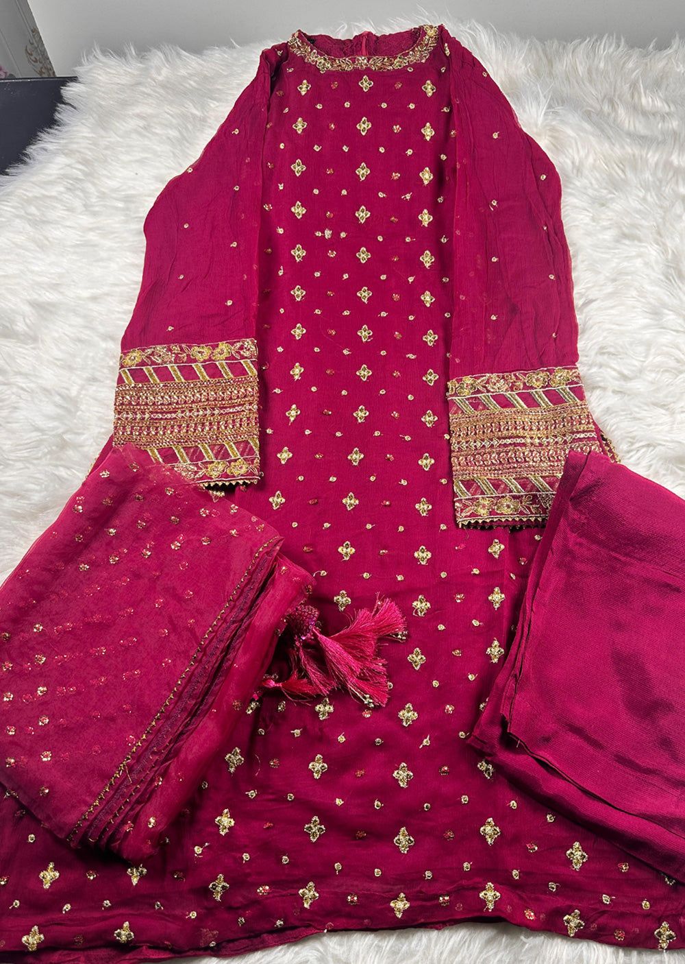 BQU-D394-A - Readymade - Baroque Chantelle Chiffon Suit 2024 – Memsaab