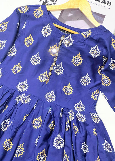 HK236 Subhan - Navy Readymade Linen Dress - Memsaab Online