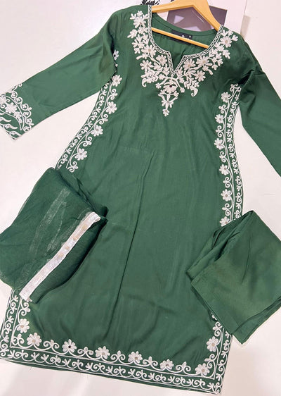 HK237 Lindor - Green Readymade Linen Suit - Memsaab Online
