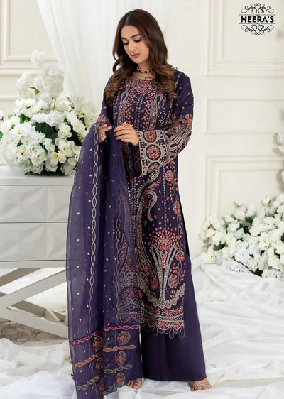 HSS-183- Readymade - Haseen Blue Embroidered suit by Heeras - Memsaab Online