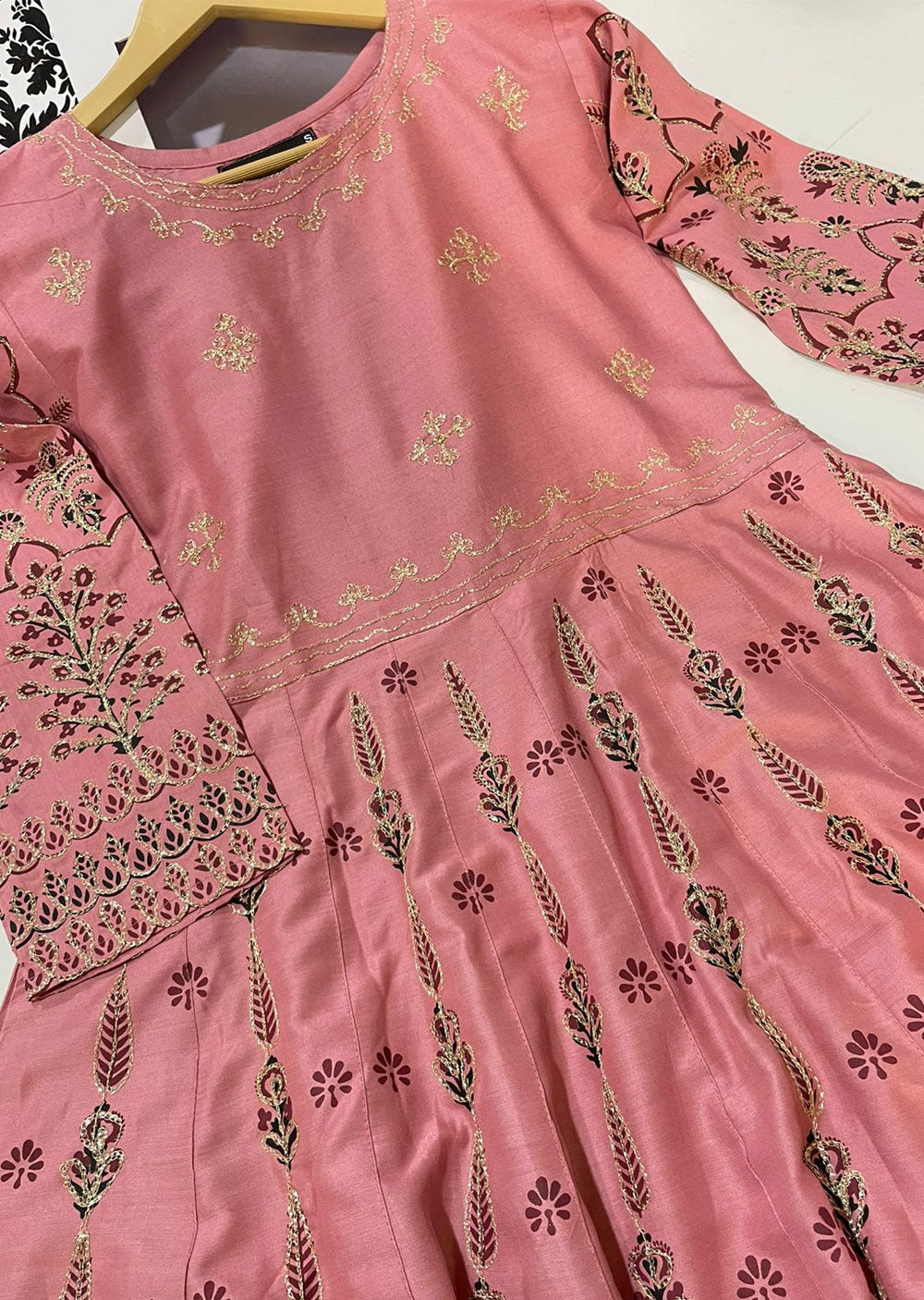 HK242 Sara Baksh - Pink Readymade Dress Suit - Memsaab Online