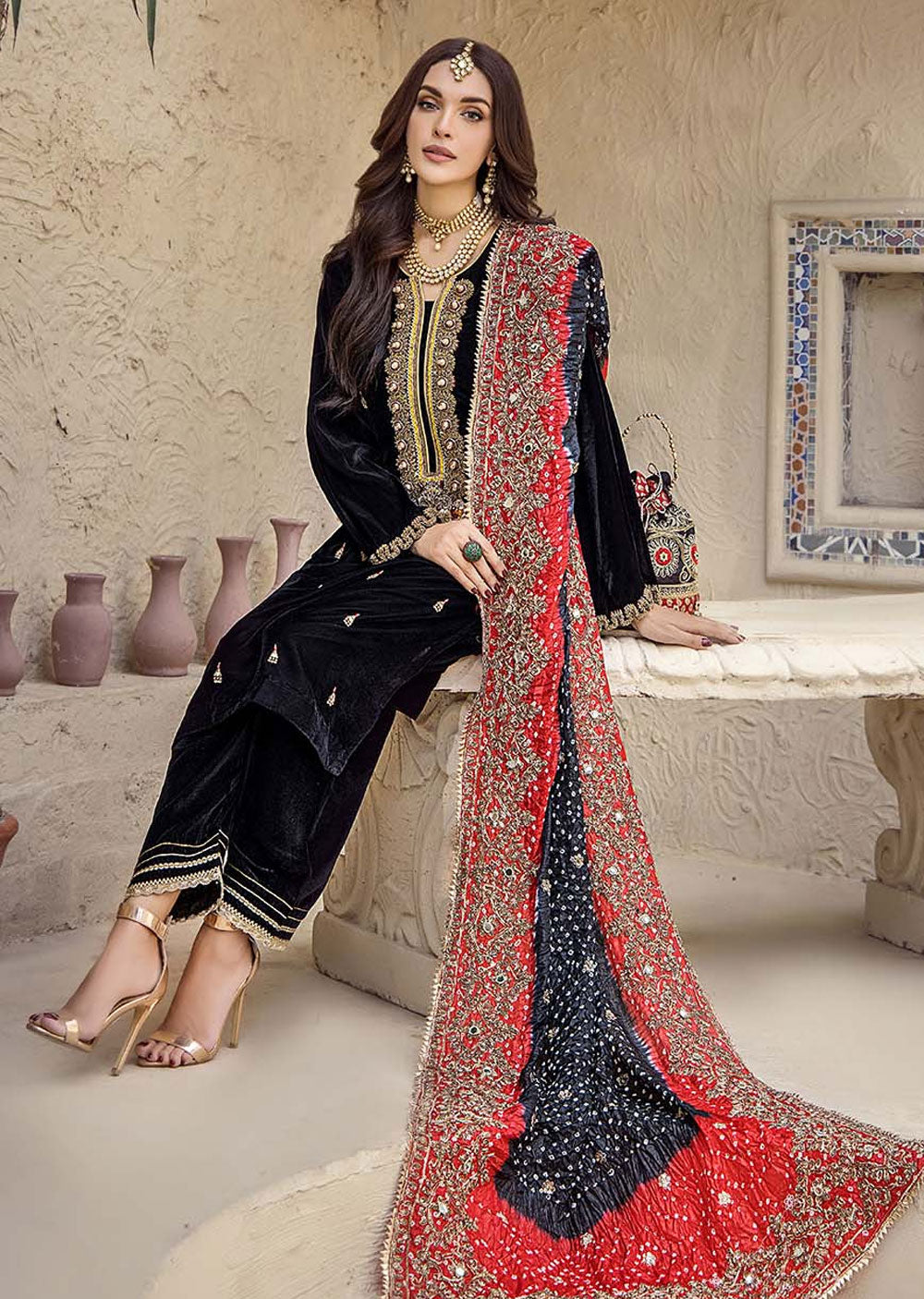 P-242 - Black - Readymade - Khuda Baksh Creations 2024 - Memsaab Online