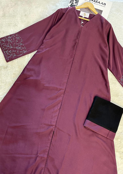 ASL-249 - Hina - Plum- Ladies Fancy Abaya - Memsaab Online