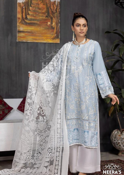 HSS-24 Readymade Turquoise Lawn Suit - Memsaab Online