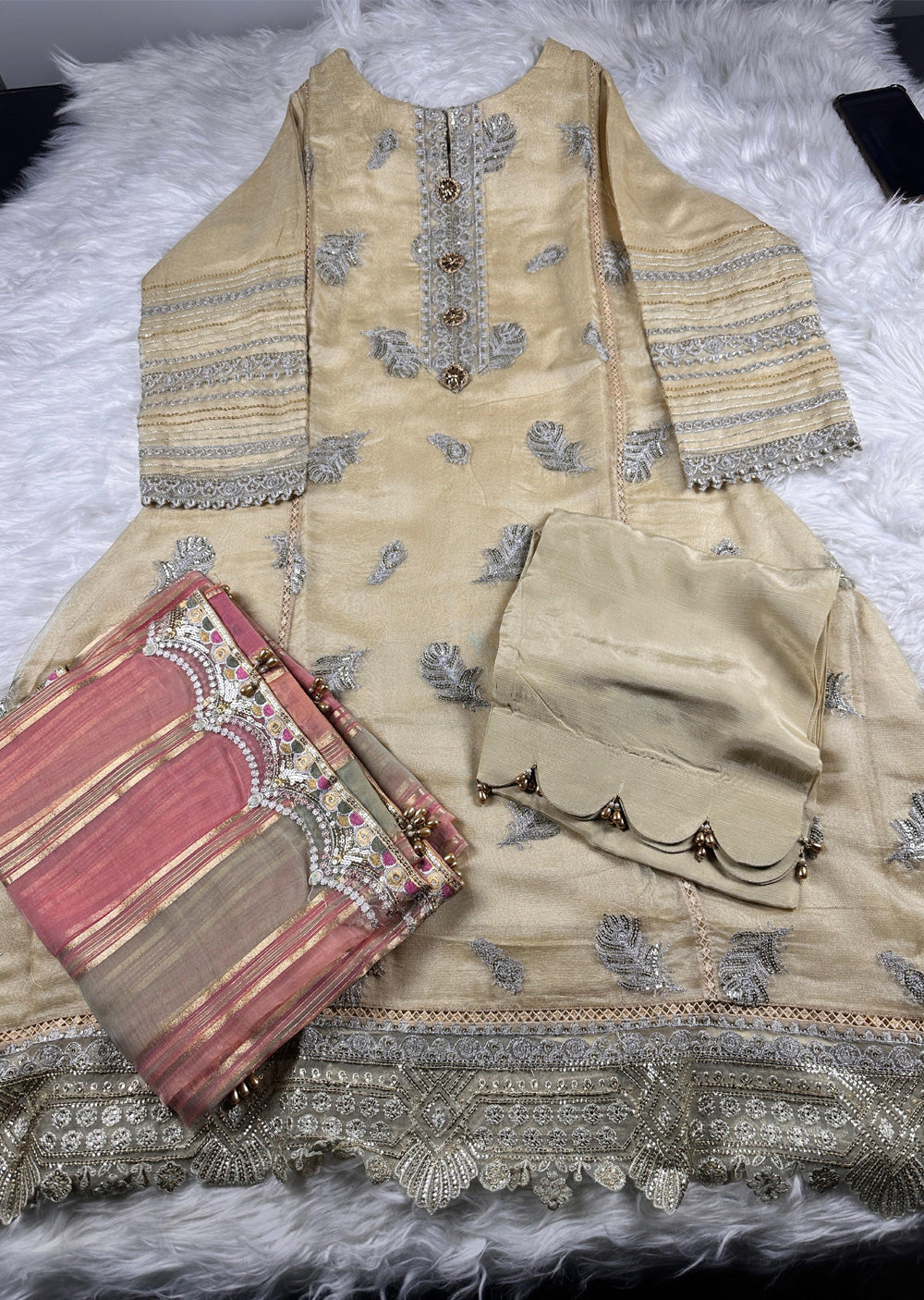 UF-D438 - Readymade - Baroque Embroidered Masoori Suit 2024 - Memsaab Online