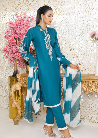 HK212 Lameez Readymade Green Linen Suit - Memsaab Online