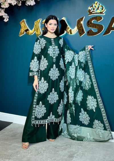 HK255 Dilreva - Green Mummy n Me Outfit - Memsaab Online