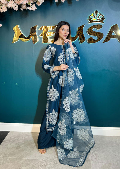 HK255 Dilreva - Teal Mummy n Me Outfit - Memsaab Online