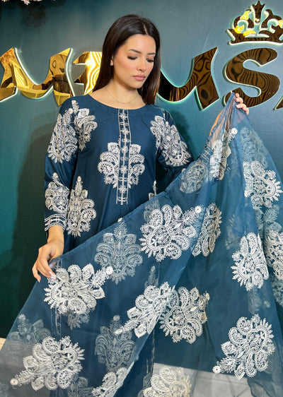 HK255 Dilreva - Teal Mummy n Me Outfit - Memsaab Online