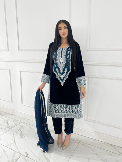 RGZ7110 Readymade - Luxury winter Velvet Suit 2025 - Memsaab Online