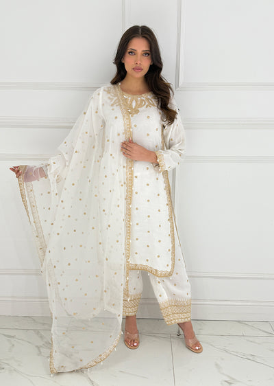 UMR903 - White Memsaab Formal Suit - Memsaab Online