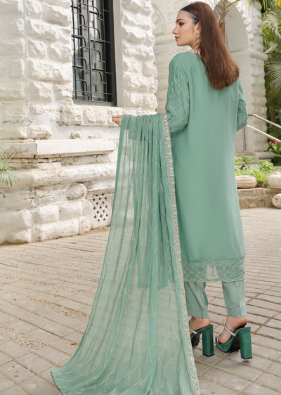 SLM609 Leeya - Readymade Green Chiffon Outfit - Memsaab Online