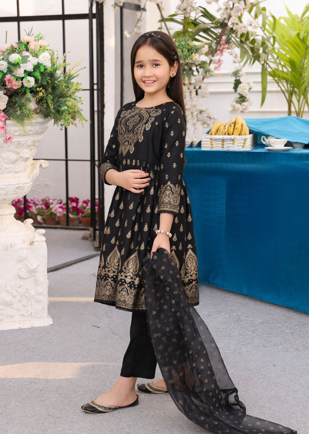 HK245 Gavinchi - Black Readymade Mother & Daughter Dress - Memsaab Online
