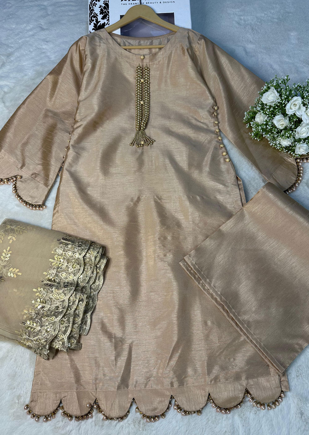 HK268 Skin Readymade Raw Silk Outfit - Memsaab Online