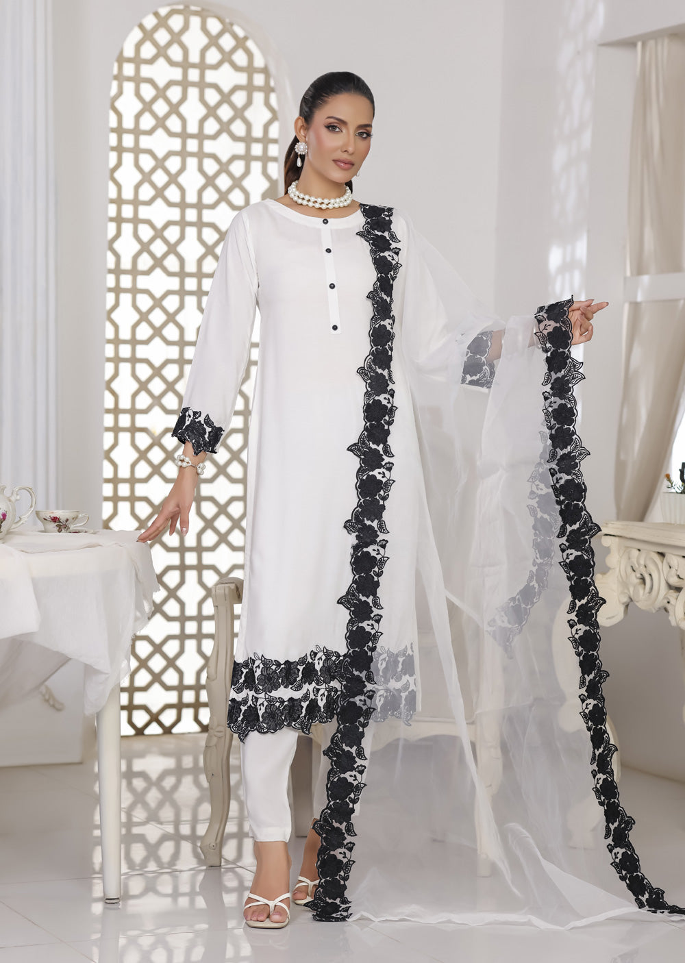 HK329 - Readymade China stone linen Outfit 2025 - Memsaab Online