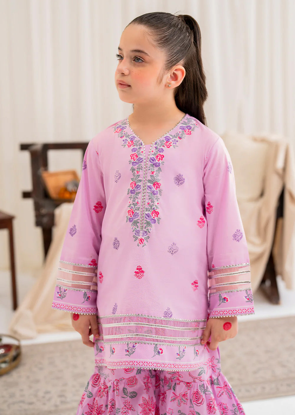 Flamingo - Readymade Kids Suit by Garnet 2024 - Memsaab Online