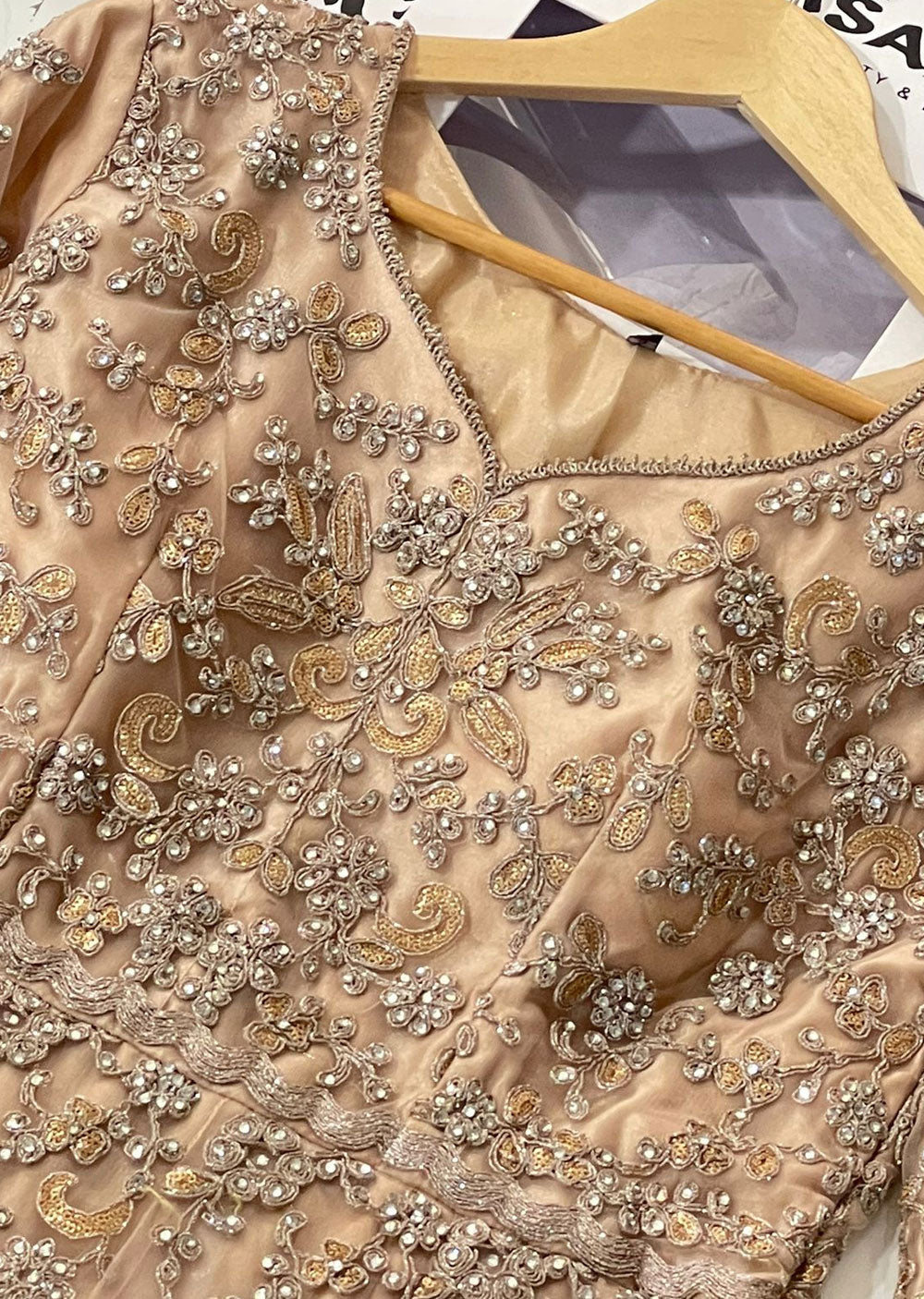 ASF4626R Roohi - Readymade Gold Net Dress - Memsaab Online