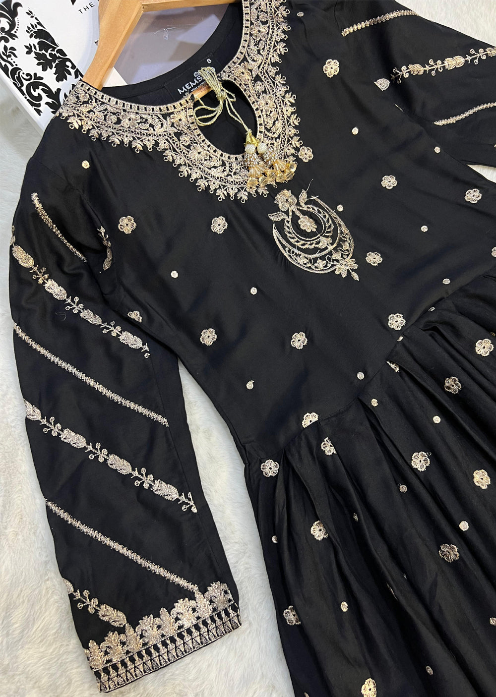 HK274 Maliha - Black Linen Dress - Memsaab Online