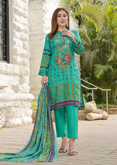 AMT5127- Green Readymade Khaddar Shawl Suit - Memsaab Online