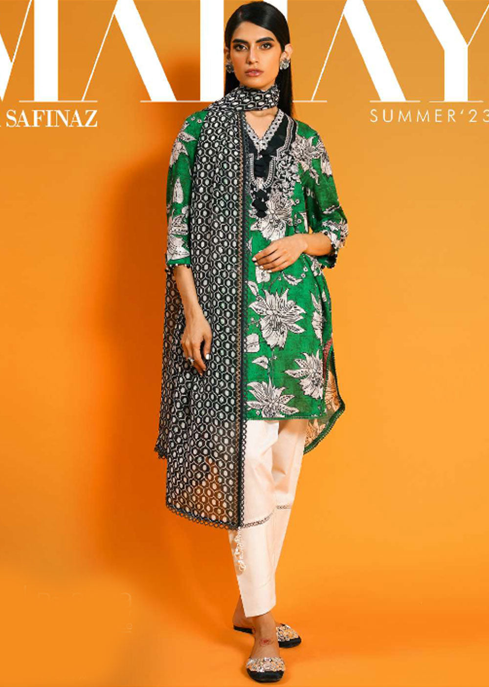 MZN-27-A - Unstitched - Mahay Summer Collection by Sana Safinaz 2023 - Memsaab Online