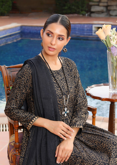 HK222 - Black Readymade Linen Suit - Memsaab Online