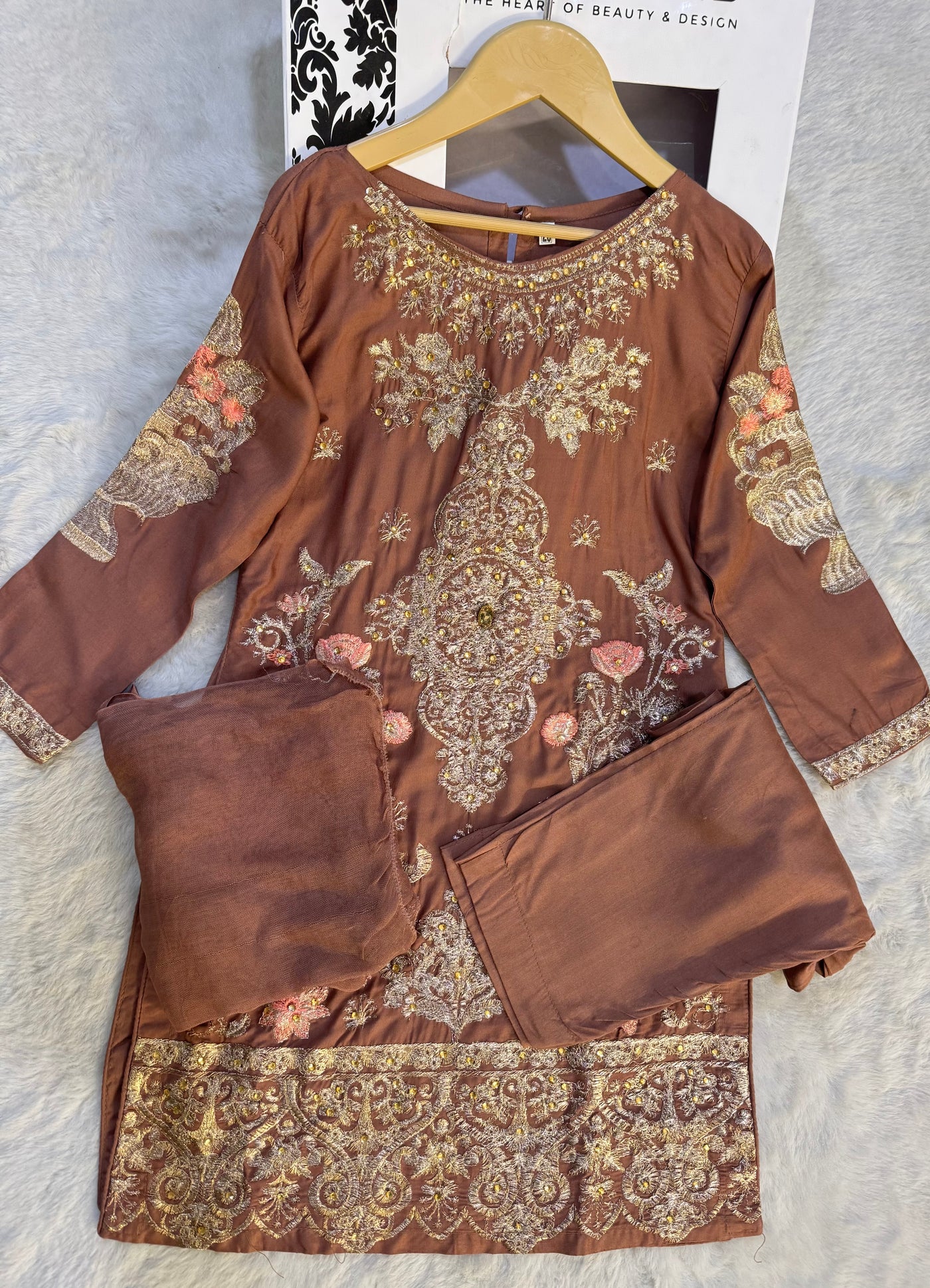 HK128 Rahat White Readymade Mother & Daughter Suit - Memsaab Online
