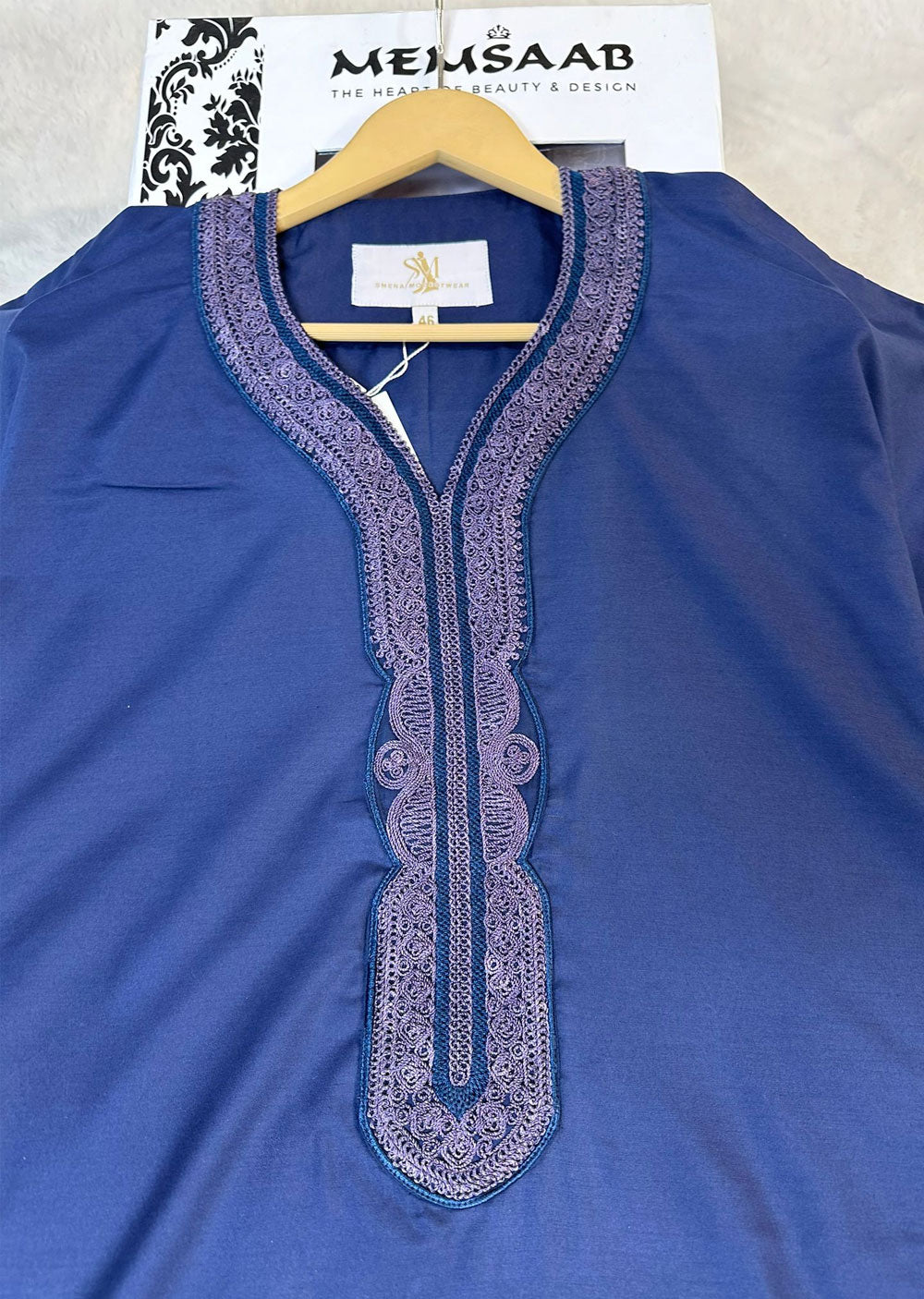 ASM285 Navy Father & Son Lightweight Moroccan Thobe - Memsaab Online