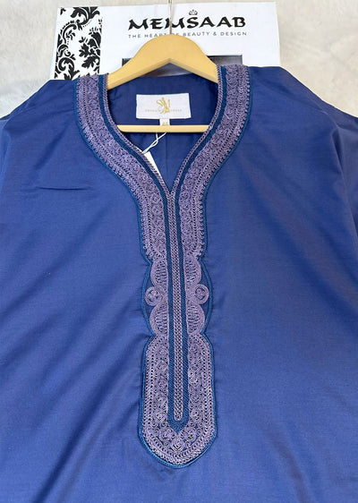 ASM285 Navy Father & Son Lightweight Moroccan Thobe - Memsaab Online